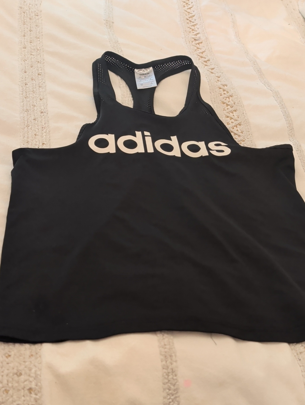 adidas Black Tank with White Logo Racerback